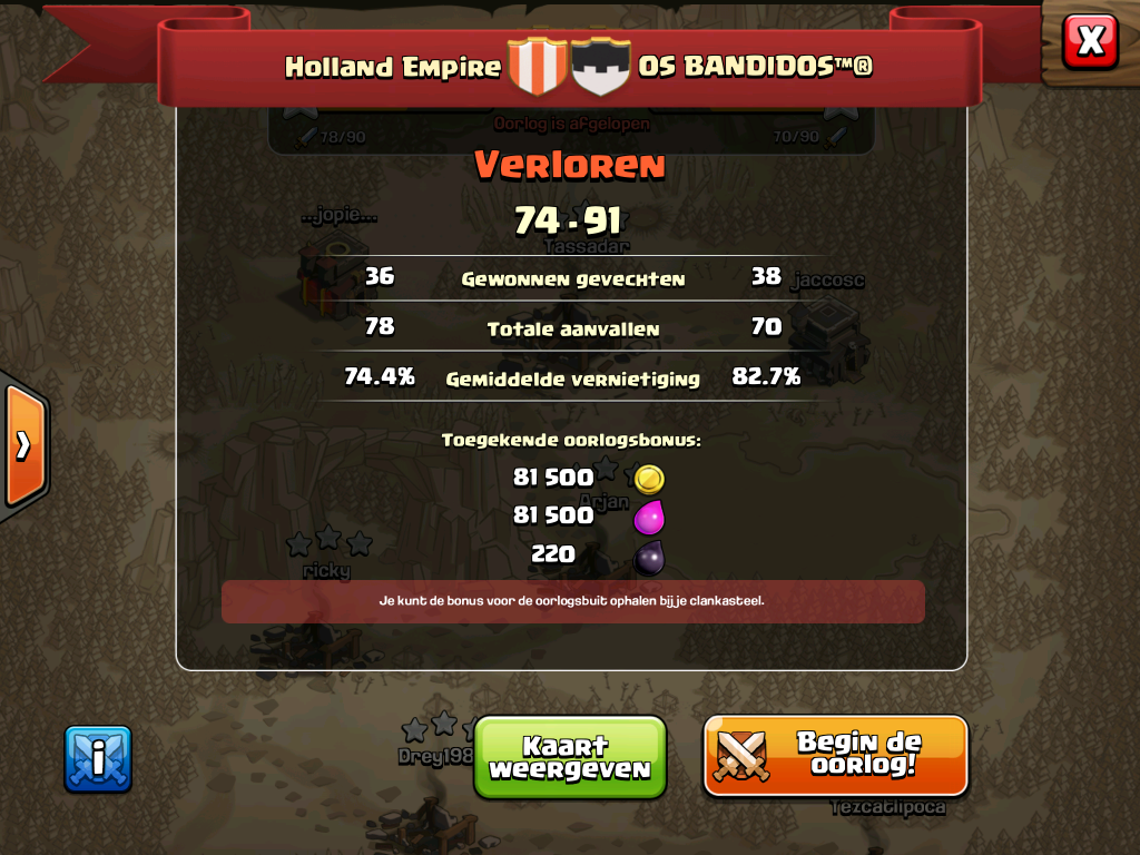 Clan War #2 uitslag