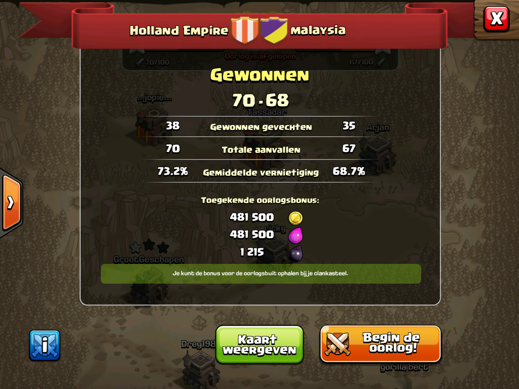 Clan War #3 uitslag